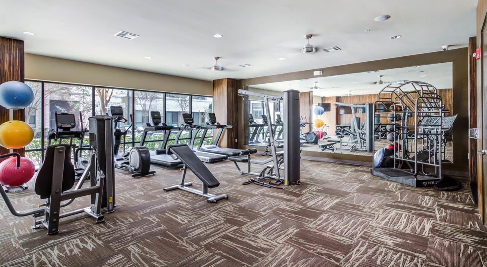 oversized windows in large fitness center