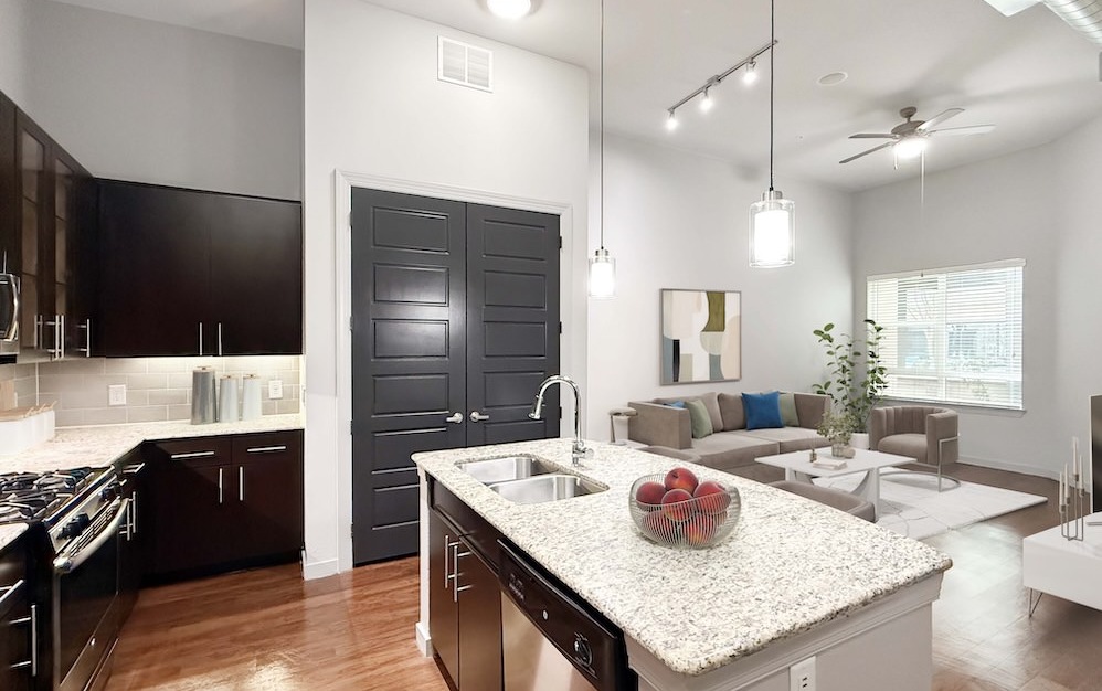kitchen with stainless steel appliances and an island