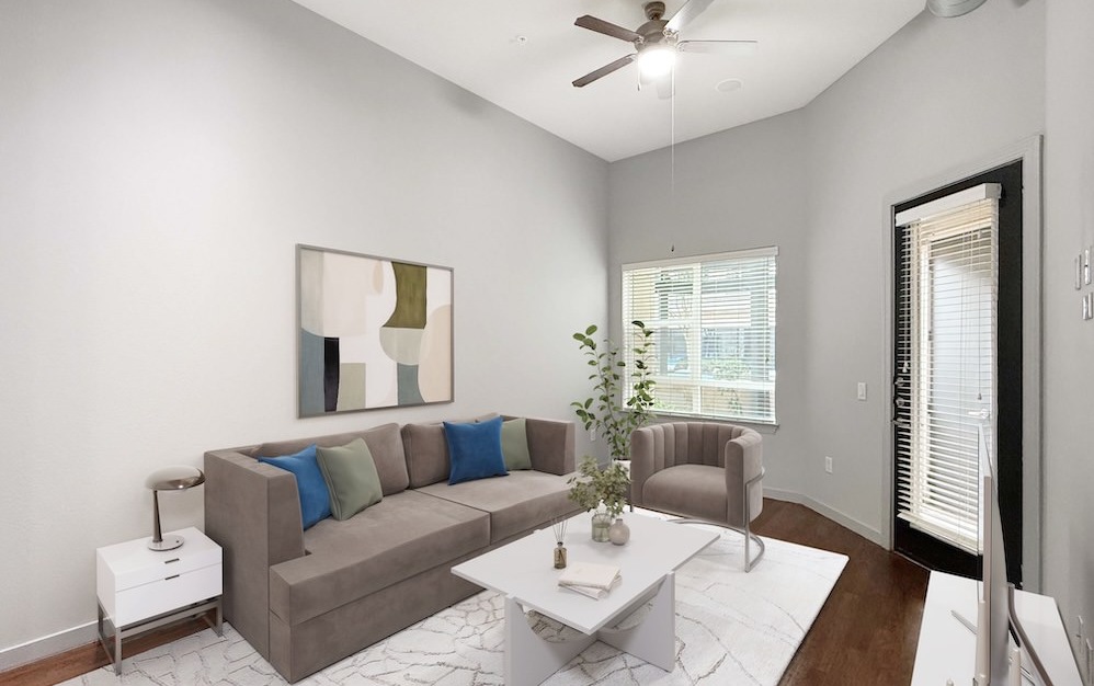 living room with a couch and a coffee table