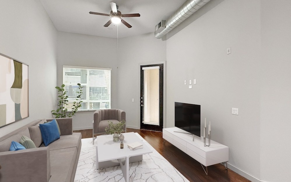 living room with a couch and a coffee table