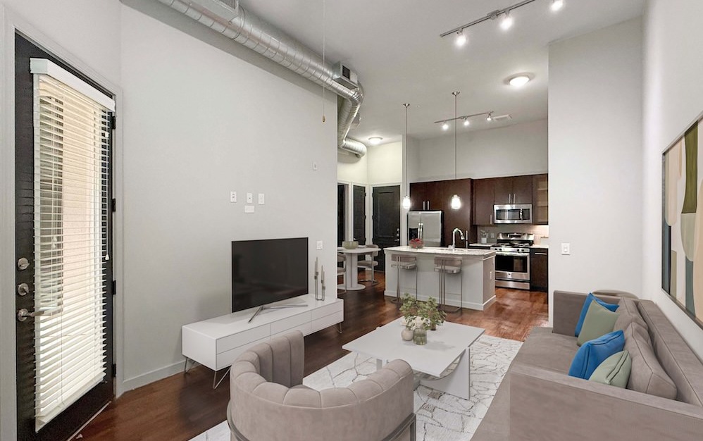 living room with a couch and a coffee table